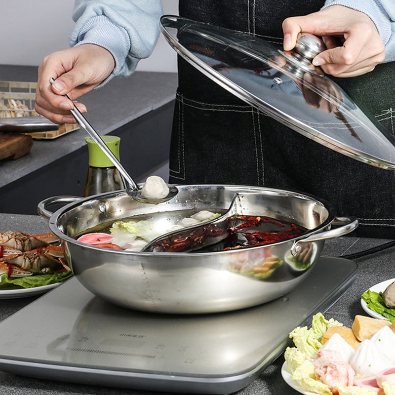 Stainless Steel Shabu Hot Pot Divider Home Hot Pot with Cover for Induction Cooktop - Image 5