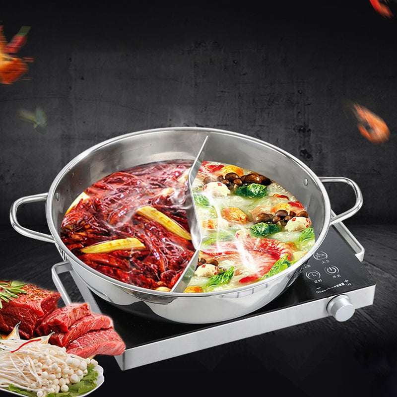 Stainless Steel Shabu Hot Pot Divider Home Hot Pot with Cover for Induction Cooktop - Image 4