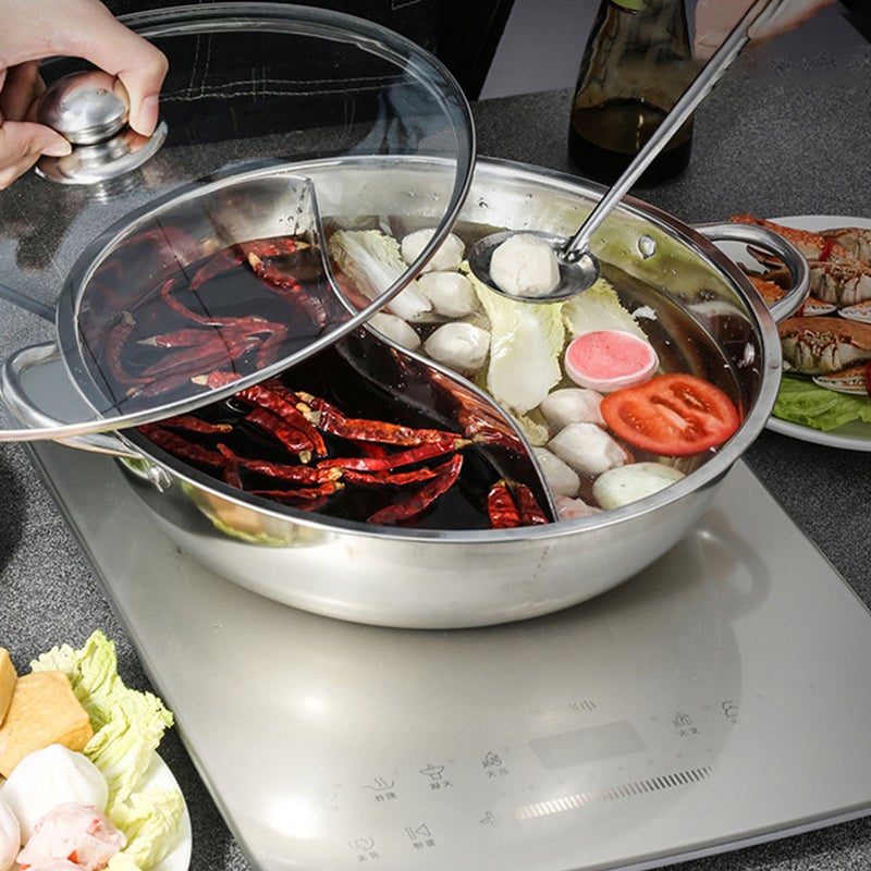 Stainless Steel Shabu Hot Pot Divider Home Hot Pot with Cover for Induction Cooktop - Image 3