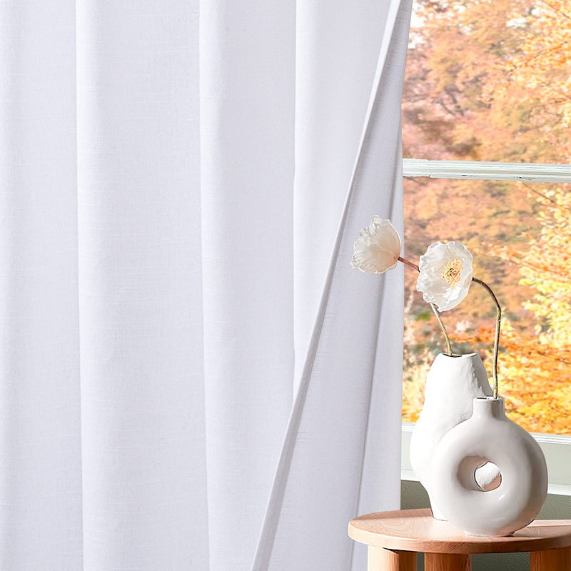 Bedding Craft White Curtains White Cotton Curtains Curtains  White Curtain Curtains & Drapes White Cotton Curtains  Drapes White Curtains 108 inches Long & 50"" Wide - Image 2