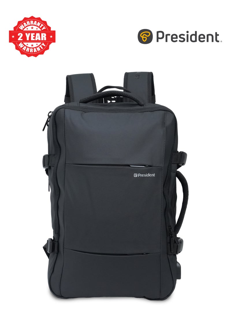 PRESIDENT Backpack Business Travel Durable Backpack with USB Charging Port Waterproof Fashionable Multifunctional College School Backpack for Men Women Camping Hiking Outdoor Sports ( Black ) BPP1908 - Image 1
