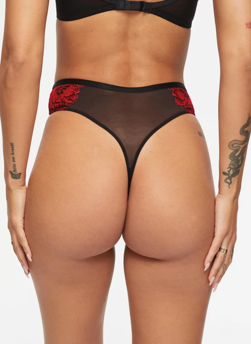 Ann Summers Ann Summers Nightfall High Waist Thong Black/Red