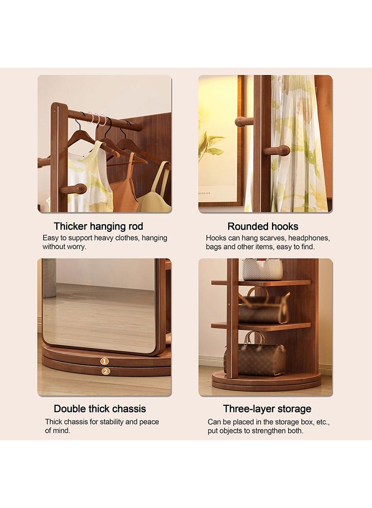 MOZOGOT 170x40CM Full Length Mirror with Stand Coat Rack Solid Wood Floor Mirror, Coat Rack with Mirror Swivel Mirror for Bedroom, Living Room, Cloakroom (White) - Image 3