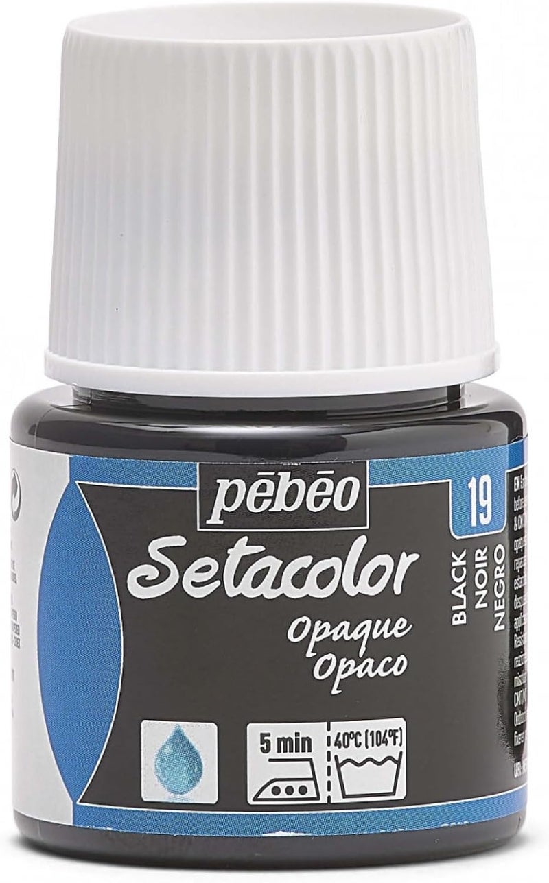 PEBEO Setacolor Opaque Fabric Paint - 45ml Bottle in Black Lake - Image 1