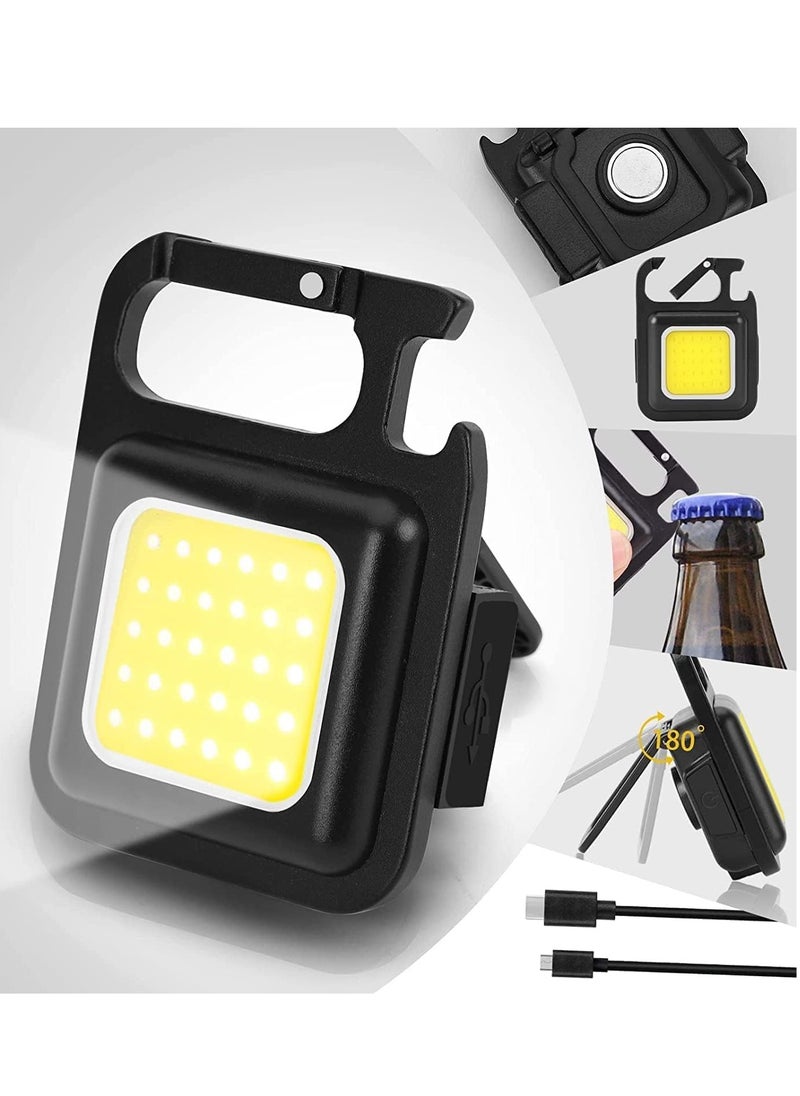 ELTRAZONE - Small COB Work Light, Rechargeable Mini Flashlight 800 High Lumens 4 Light Modes, Pocket Led Flashlight with Folding Bracket Bottle Opener and Magnet Base for Running, & Camping Accessories - Image 1
