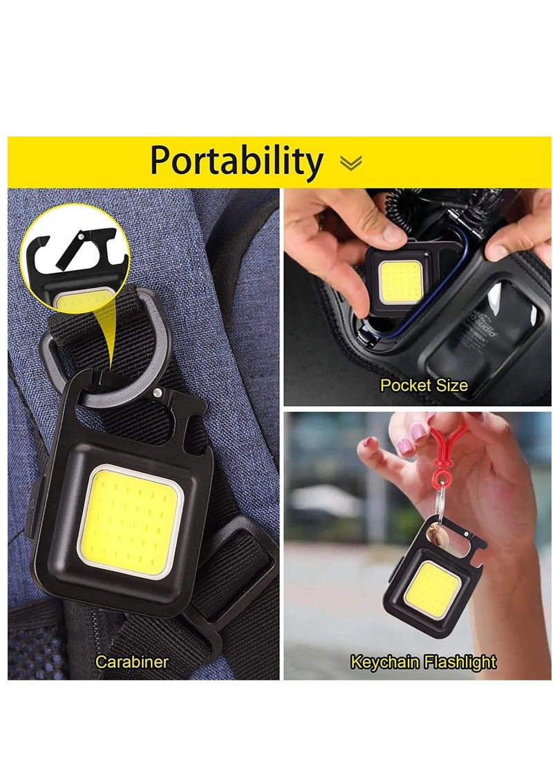 ELTRAZONE - Small COB Work Light, Rechargeable Mini Flashlight 800 High Lumens 4 Light Modes, Pocket Led Flashlight with Folding Bracket Bottle Opener and Magnet Base for Running, & Camping Accessories - Image 1
