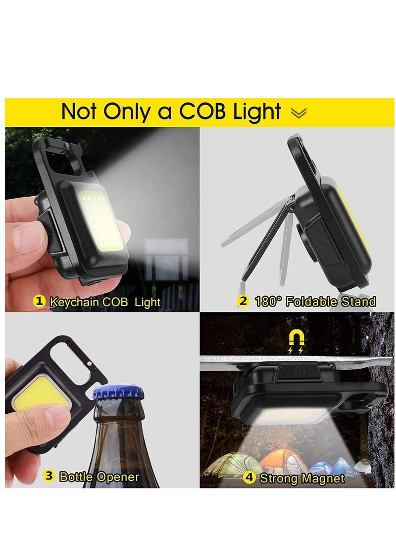 ELTRAZONE - Small COB Work Light, Rechargeable Mini Flashlight 800 High Lumens 4 Light Modes, Pocket Led Flashlight with Folding Bracket Bottle Opener and Magnet Base for Running, & Camping Accessories - Image 1