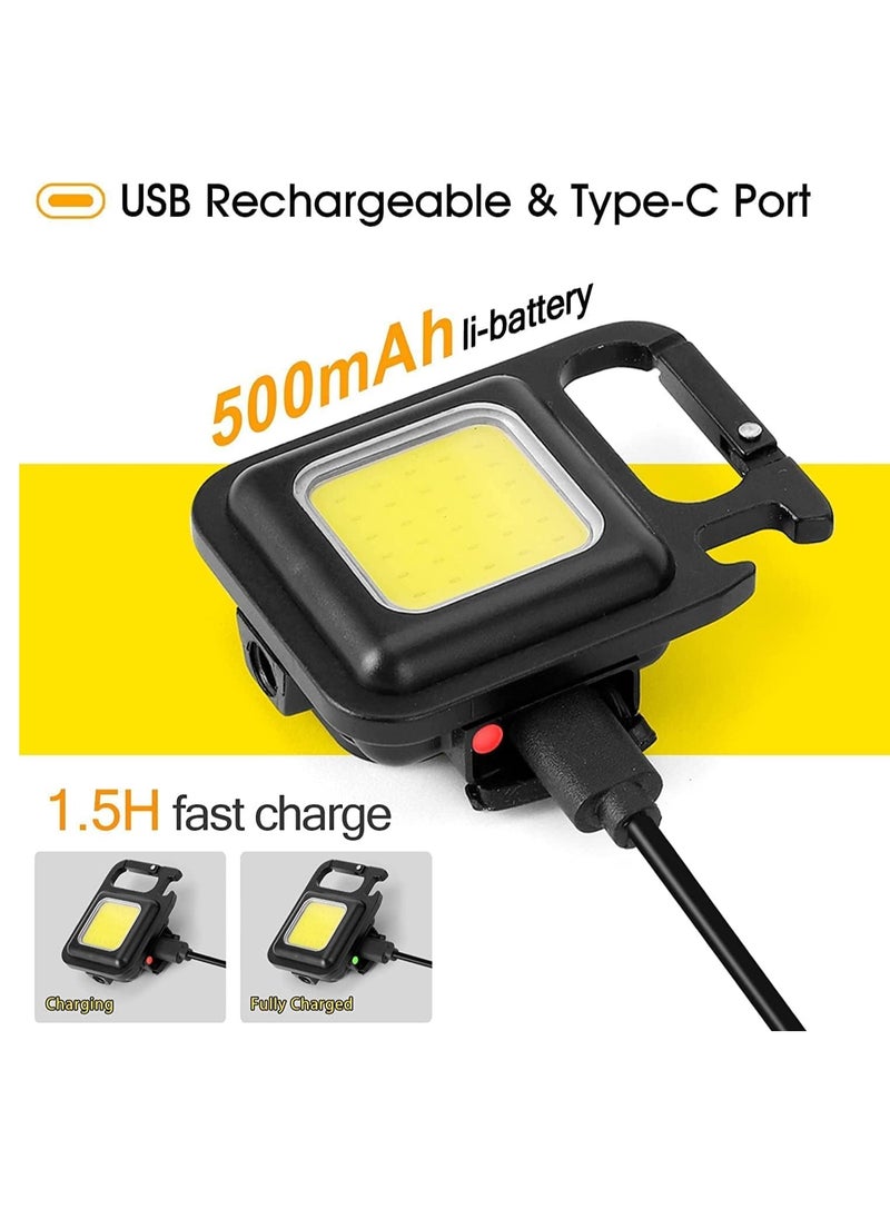 ELTRAZONE - Small COB Work Light, Rechargeable Mini Flashlight 800 High Lumens 4 Light Modes, Pocket Led Flashlight with Folding Bracket Bottle Opener and Magnet Base for Running, & Camping Accessories - Image 1