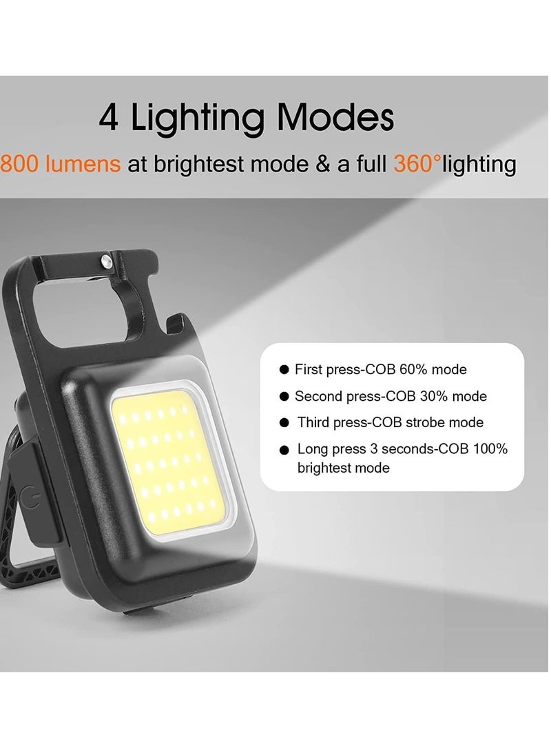 ELTRAZONE - Small COB Work Light, Rechargeable Mini Flashlight 800 High Lumens 4 Light Modes, Pocket Led Flashlight with Folding Bracket Bottle Opener and Magnet Base for Running, & Camping Accessories - Image 1