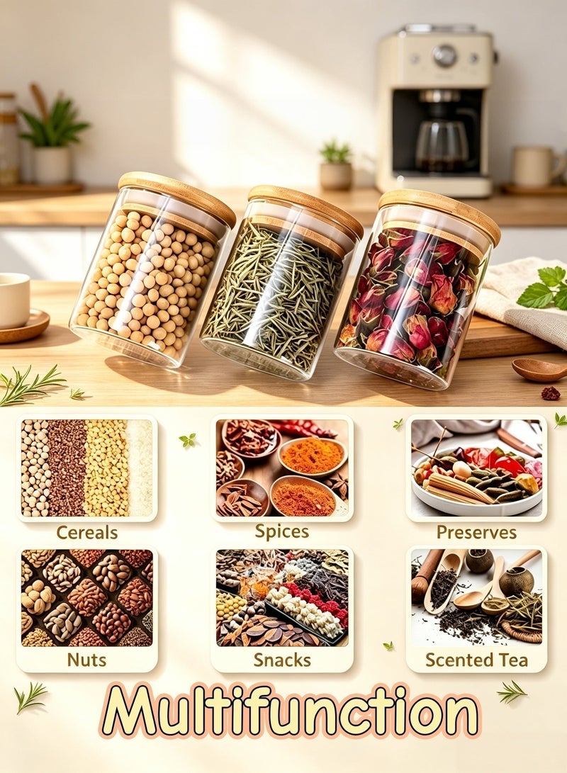 HOMESTAR Glass Storage Jars with Bamboo Lids, 12 Pcs 200ml Airtight Clear Glass Canisters, Food Grade Glass Containers for Spices, Nuts, Tea, Coffee Beans, Pantry Kitchen Organization - Image 5