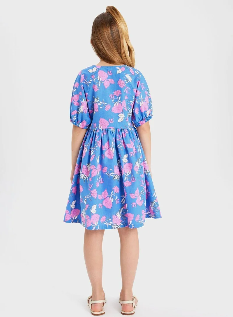 ديفاكتو فستان أزرق بطبعة زهور