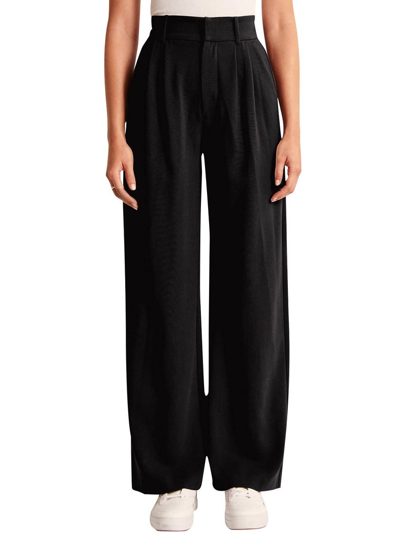 NIMIN High Waisted Work Pants for Women Straight Leg Office Dress Pants Business Casual Pants Trousers with Pockets Black Medium - Image 2