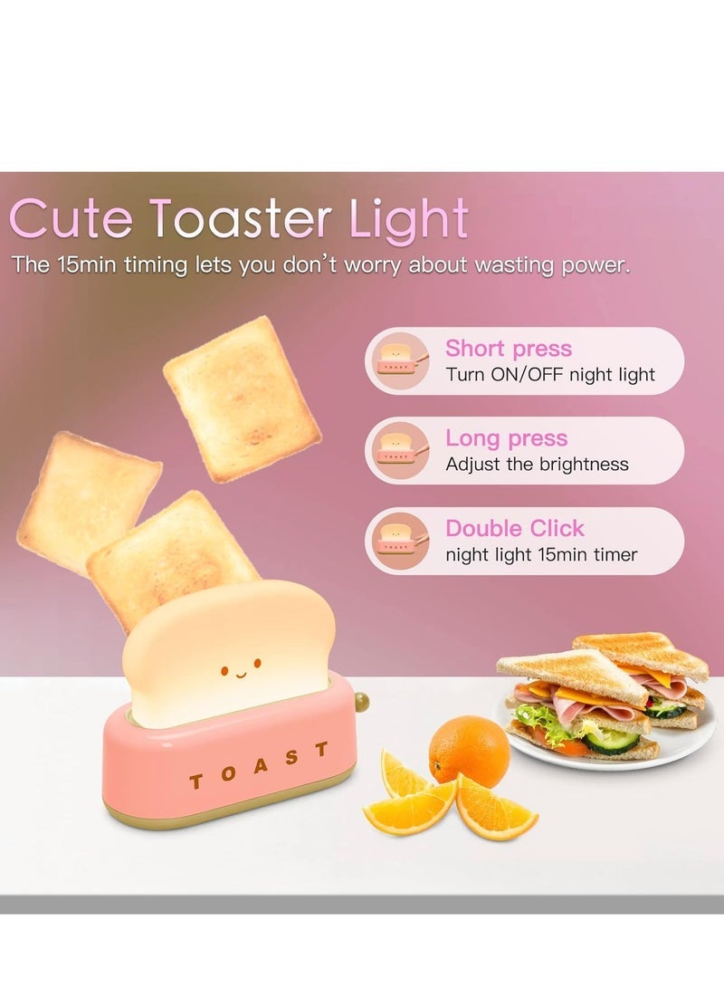 general Toast Night Light for kids, Rechargeable LED Bedside Lamp with Timer, Dimmable, Cute Bread Shape Nightstand Light, Birthday Gift for Boys Girls - Image 2