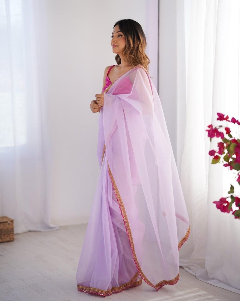 Kaari Organza Sarees for Festive Season | Elegant Sarees for Festive Season | Pastel Shade Sarees - Image 4