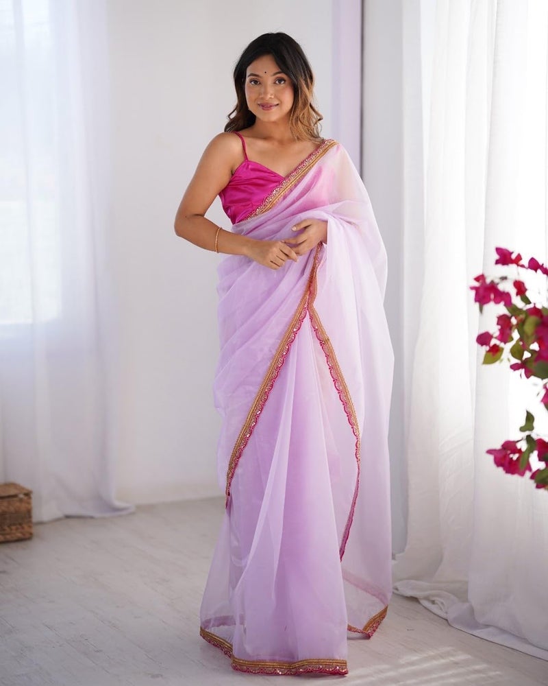 Kaari Organza Sarees for Festive Season | Elegant Sarees for Festive Season | Pastel Shade Sarees - Image 3