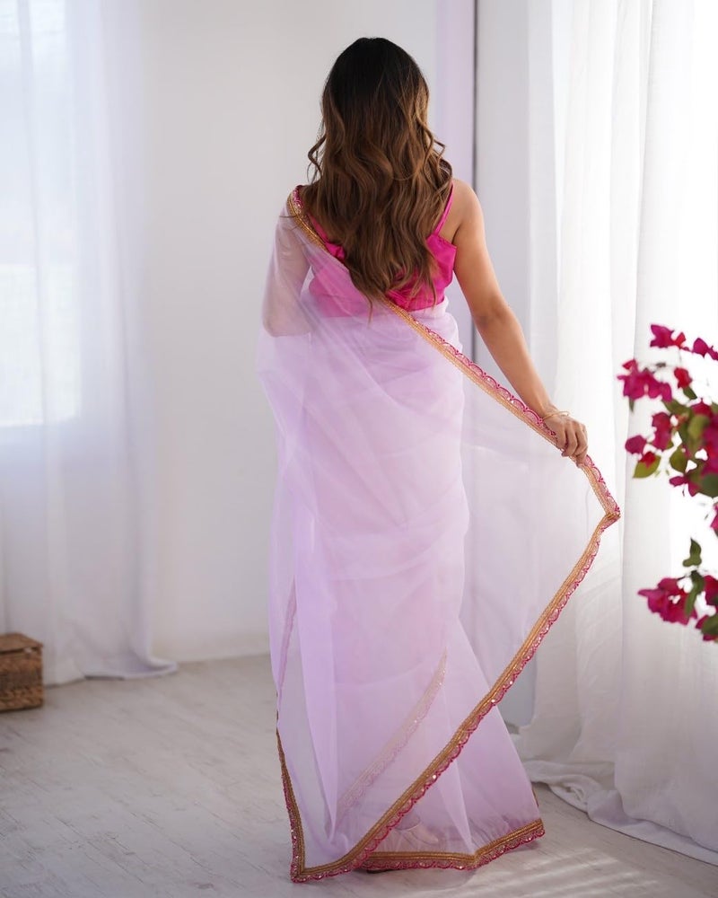 Kaari Organza Sarees for Festive Season | Elegant Sarees for Festive Season | Pastel Shade Sarees - Image 5