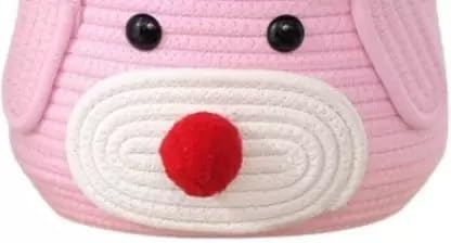 Superfine Cute Baby Bear Handmade Jute Cotton Thread Rope Basket | Woven Storage Basket With Cap | Nursery Organizers And Storage,Kids Basket, Toy Bin, Baby Gift Basket. (Pink, 11x11x7))  - Image 3