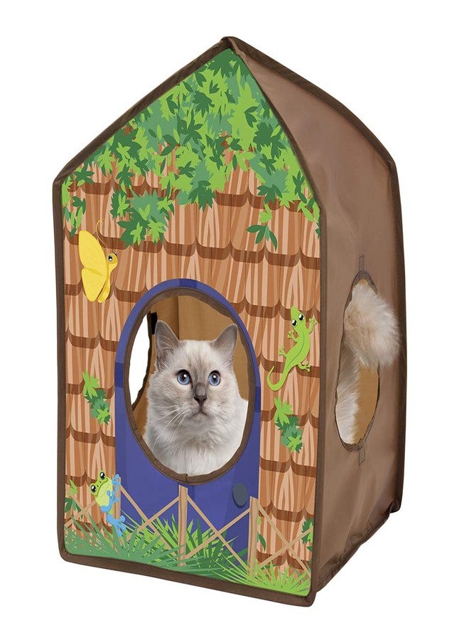 Kitty City Pop-up Safari Hut Play House, Cat Cube, Play Kennel, Cat Bed, Jungle Cat House - Image 3