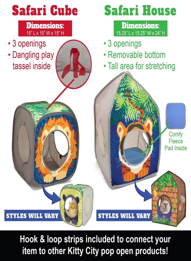 Kitty City Pop-up Safari Hut Play House, Cat Cube, Play Kennel, Cat Bed, Jungle Cat House - Image 5