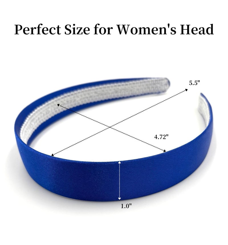 MD Style Headband for Women and Girls - 1 inch Hairband - Hair Accessories, Hard Headbands, Satin Hairbands (Royal Blue, 1 inch) - Image 4