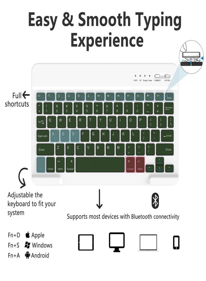 MMK for iPad Air 11 inch Case with Keyboard (M3 2025 / M2 2024) & iPad Air 5/4th Gen (2020/2022) & iPad Pro 11" 2018-2022, Detachable Bluetooth Keyboard Cover with Pencil Holder | Deep Green - Image 3