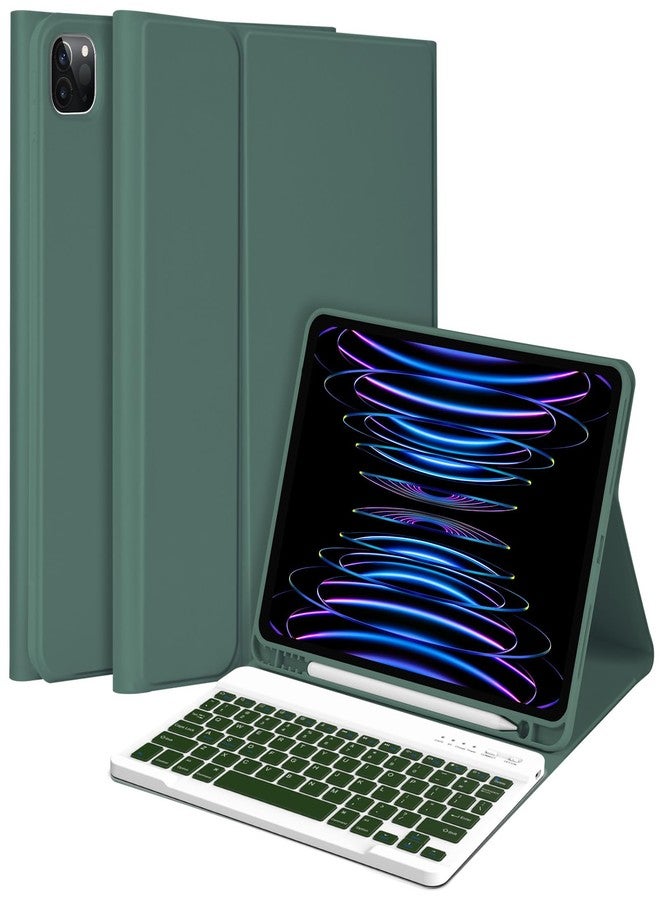 MMK for iPad Air 11 inch Case with Keyboard (M3 2025 / M2 2024) & iPad Air 5/4th Gen (2020/2022) & iPad Pro 11" 2018-2022, Detachable Bluetooth Keyboard Cover with Pencil Holder | Deep Green - Image 1