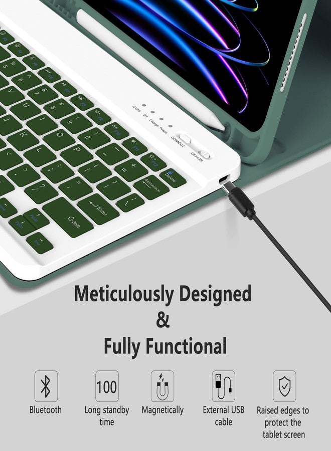 MMK for iPad Air 11 inch Case with Keyboard (M3 2025 / M2 2024) & iPad Air 5/4th Gen (2020/2022) & iPad Pro 11" 2018-2022, Detachable Bluetooth Keyboard Cover with Pencil Holder | Deep Green - Image 5