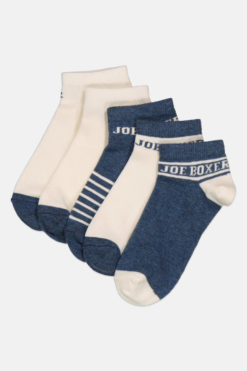 Joe Boxer Kids Boy 5 Pairs Brand Logo Ankle Socks, Multicolor  - Image 1