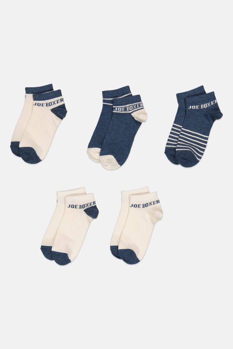 Joe Boxer Kids Boy 5 Pairs Brand Logo Ankle Socks, Multicolor  - Image 3