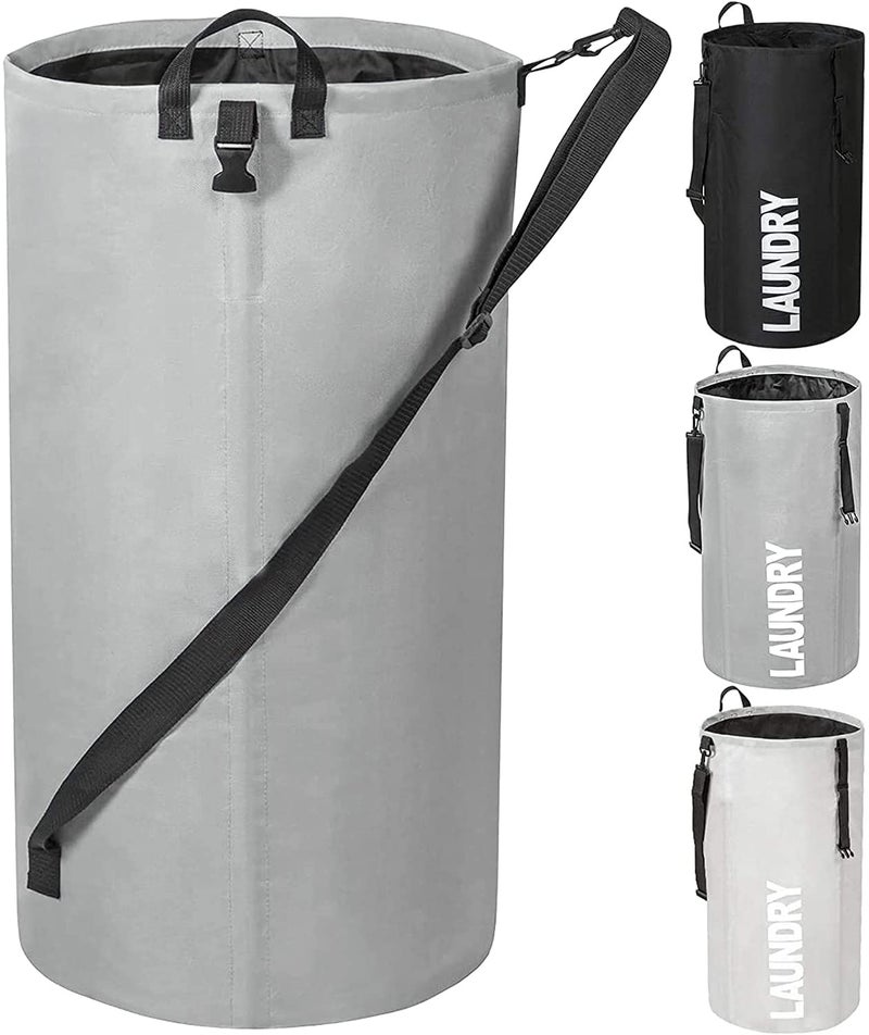 Chrislley Chrislley 106L Extra Large Laundry Hamper with Drawstring Dorm Room Backpack Laundry Bag Collapsible Laundry Basket for College Students Travel Day TripGrey