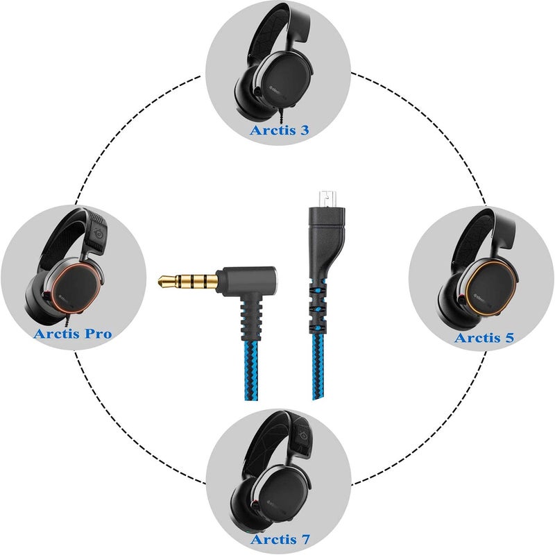 Vcddom Replacement Audio Cable for Arctis 3, Arctis 5, Arctis 7, Arctis Pro Wireless, Arctis Pro Gaming Headset 2m/6.5 Feet (Blue) - Image 3