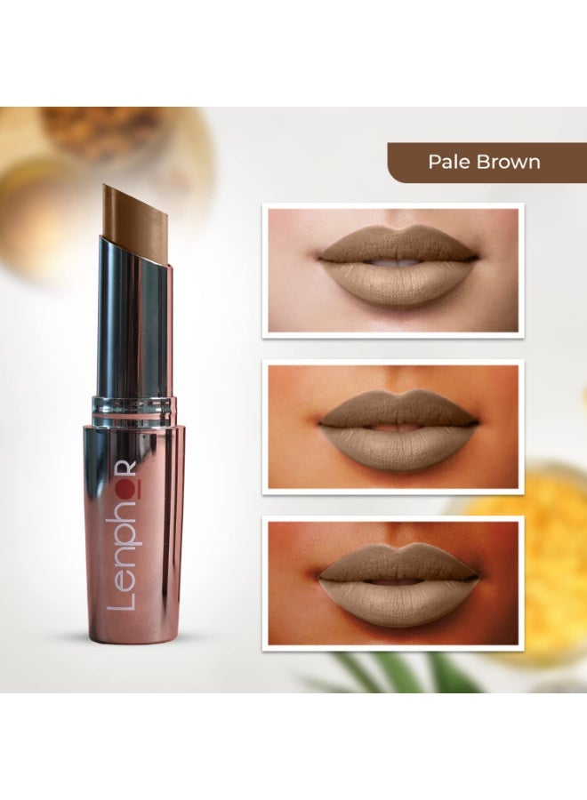 Lenphor Treasure Matte Lipstick, Long Lasting Lipstick    Pale Brown, 3gm - Image 4