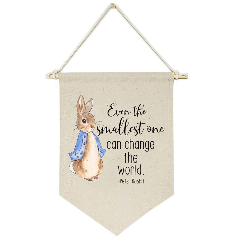 Even the Smallest One Can Change the World Canvas Hanging Flag Banner Wall Sign Decor Gift for Baby Kids Girl Boy Nursery Teen Room Front Door