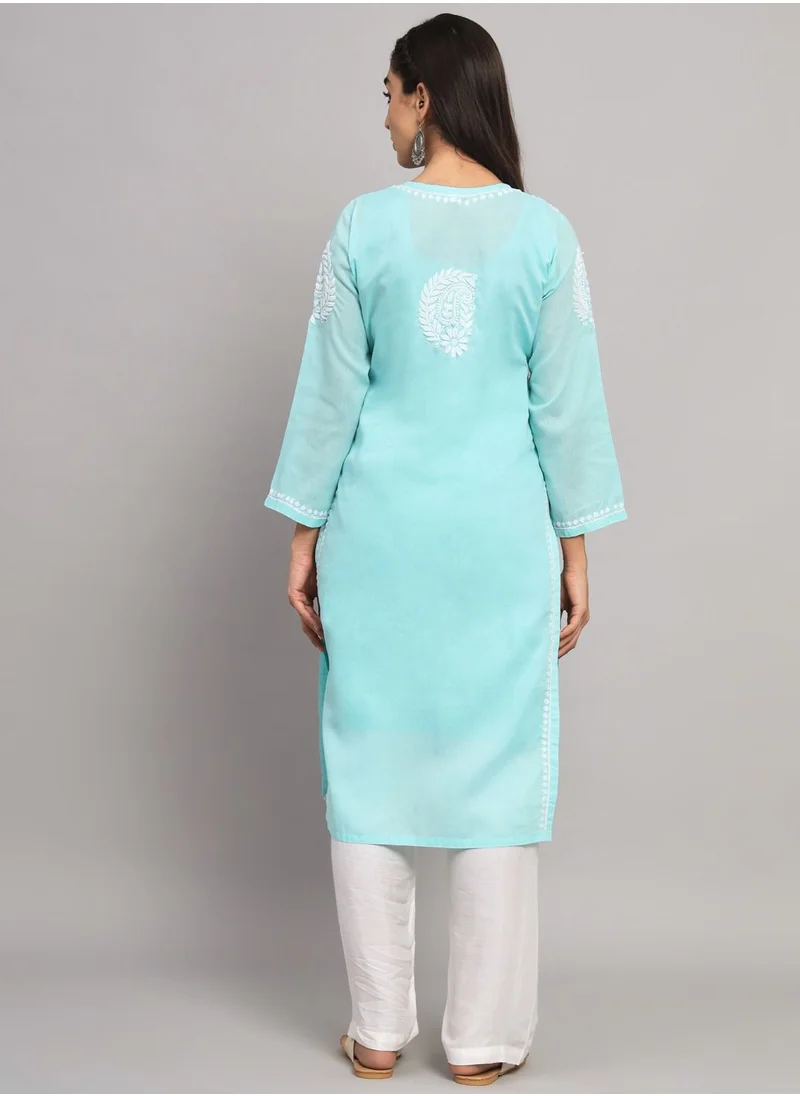 Alaya Hand Embroidered Chikankari Cotton Straight Kurta-AL3561