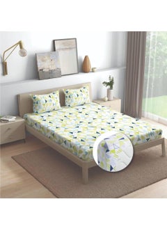 Wakefit Wakefit Bedsheet for Queen Size, Bedsheet Queen Size Bed Cotton, Fitted Bedsheets Queen Size Cotton, 144 TC 100% Cotton with 2 Pillow Covers (Elastic Fitted Sheet 78x60 : Maze), Maze-multicolor  - Image 1