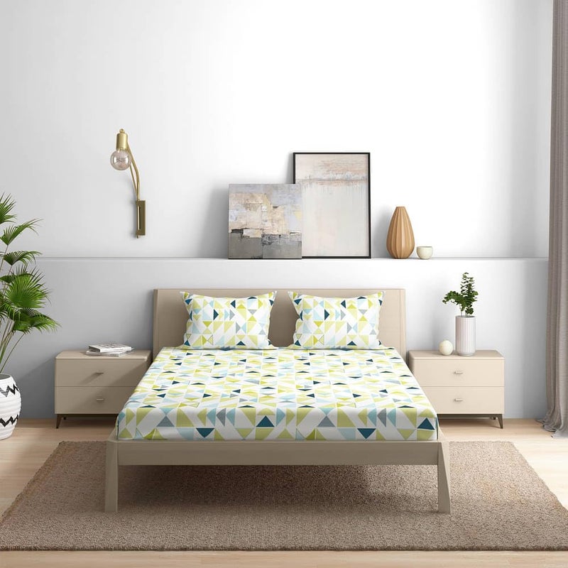 Wakefit Bedsheet for Queen Size, Bedsheet Queen Size Bed Cotton, Fitted Bedsheets Queen Size Cotton, 144 TC 100% Cotton with 2 Pillow Covers (Elastic Fitted Sheet 78x60 : Maze), Maze-multicolor - Image 4