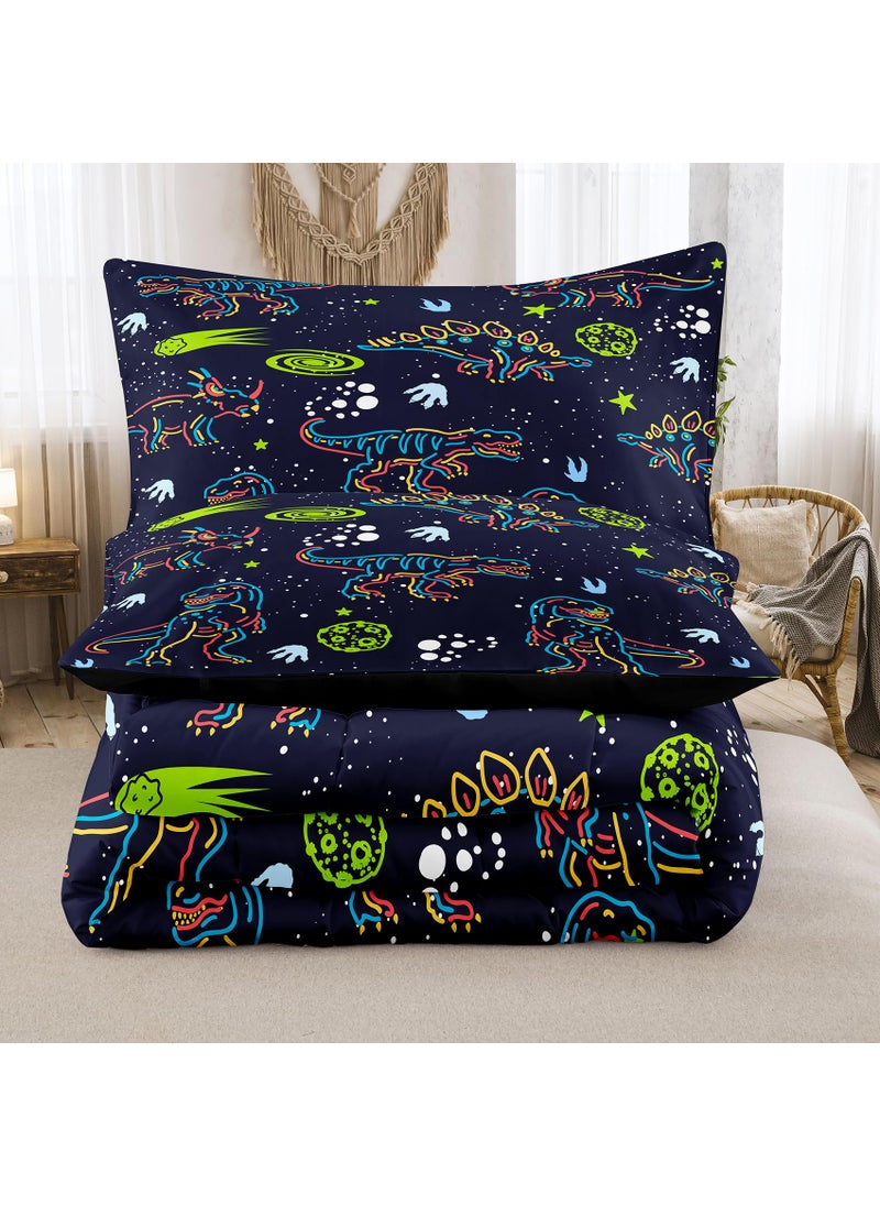NINENINE NINENINE Dinosaur Comforter Sets for Boys Kids Dinosaur Bedding Set Twin Size Bedding Sets for Boys Kids Dark Blue Comforter Set with 1 Comforter 1 Pillowcase  - Image 4