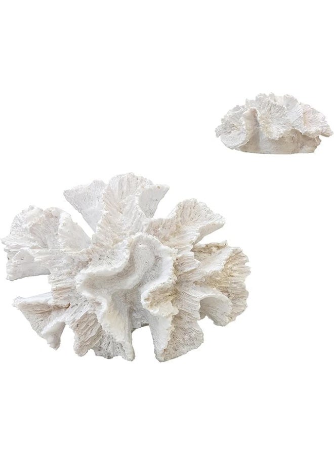 YINZUO YINZUO Coral Fat Resin Ornaments with Shells Coastal Home Decoration Figurines Beach-Inspired Coral Shell Decor for Living Room, Bathroom, and Office (White)  - Image 2
