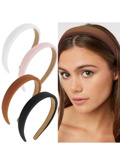 Wecoe Wecoe Headbands for Women, 4pcs Padded Headbands Non Slip Soft Thick Comfortable Headbands Cute Brown Black Pink White Fall Headband Aesthetic Y2K Halloween Costume Hair Accessories for Women Girls  - Image 1