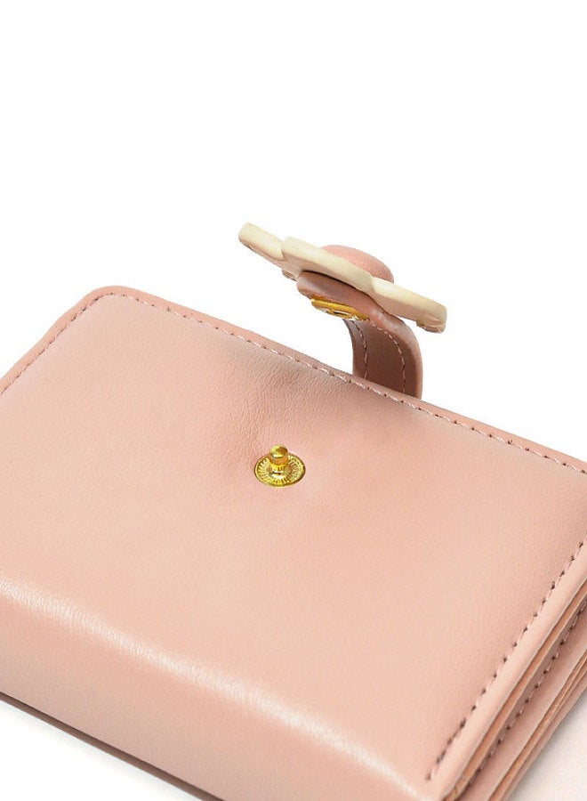 Miracle Manrico's new ins simple, sweet, fresh and lovely flower student wallet Japanese and Korean version short tri-fold wallet Pink - Image 4
