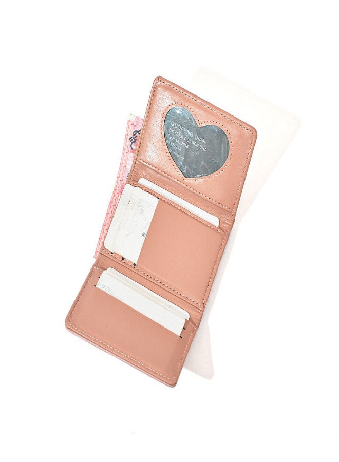 Miracle Manrico's new ins simple, sweet, fresh and lovely flower student wallet Japanese and Korean version short tri-fold wallet Pink - Image 3