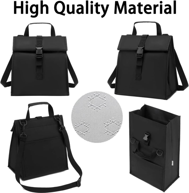 GYEUKHAM Insulated Lunch Bag for Men/Women/Kids, Roll top Reusable Lunch Box with Adjustable Shoulder Strap, Thermal Lunch Cooler Tote Container for Adults/Teens School Work Office Picnic,Black - Image 5