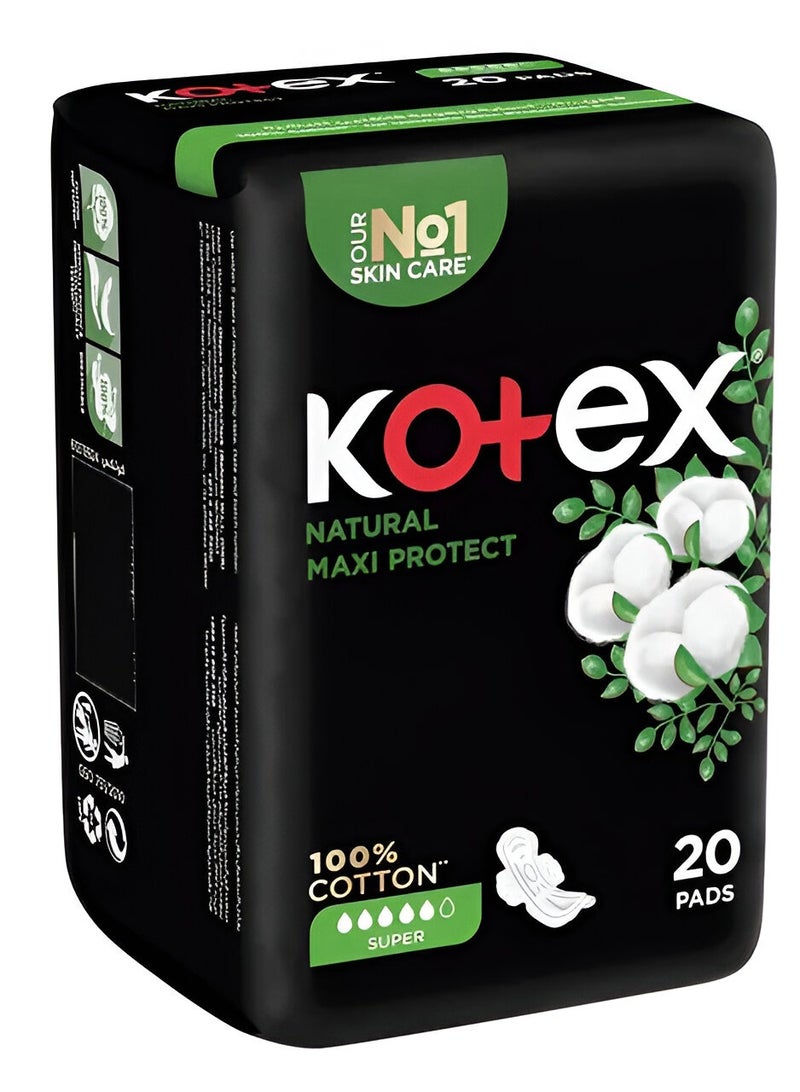 Kotex 20 Piece Natural Maxi Protect Pads - Image 1
