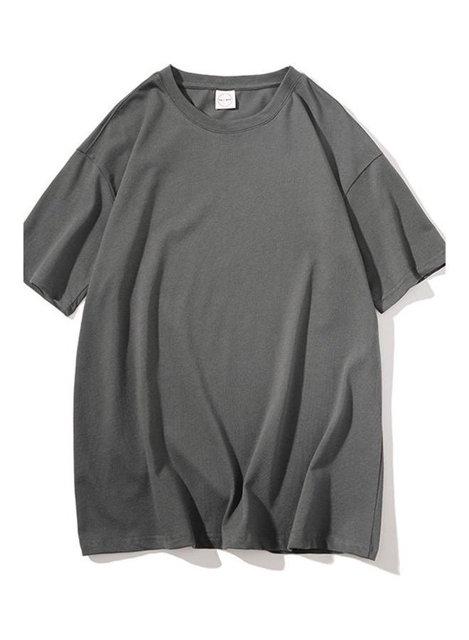 NIBEMINENT Loose Fit Solid T-Shirt Dark Gray