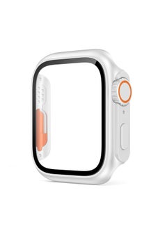 For Apple Apple Watch10 Case Second Change Ultra Scratch-resistant Appearance PC Case Film Integrated Protective Case-Color:White+orange-Dimensions:41mm (with Opp Bag Packaging)