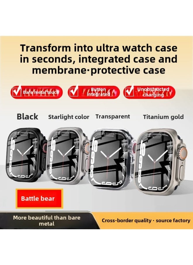 Generic - For Apple Apple Watch10 Case Second Change Ultra Scratch-resistant Appearance PC Case Film Integrated Protective Case-Color:White+orange-Dimensions:41mm (with Opp Bag Packaging) - Image 1