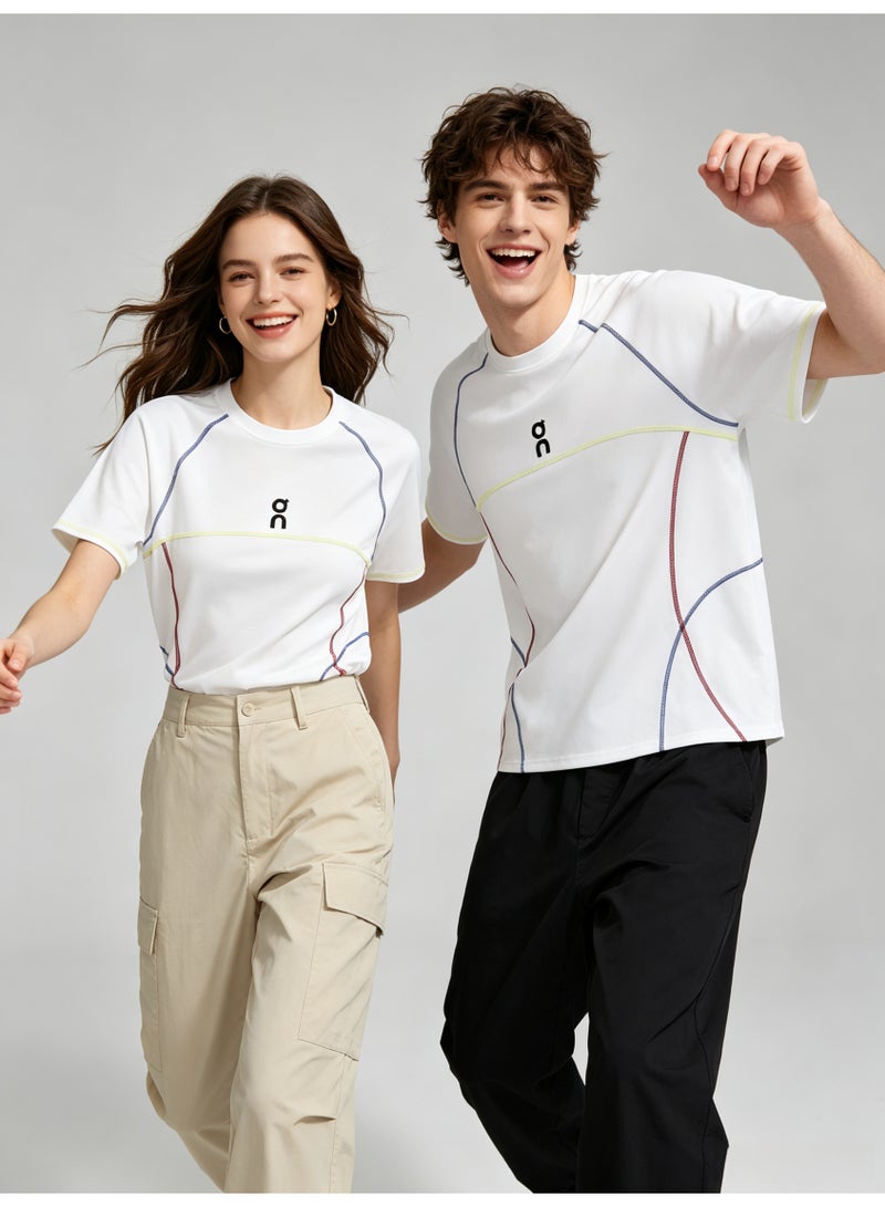 اون راننج On Running Unisex Color Stitch Line Short Sleeve T-Shirt, Breathable Quick Dry Crew Neck Sports Tee with Minimal Logo Embroidery for Couple - Image 3