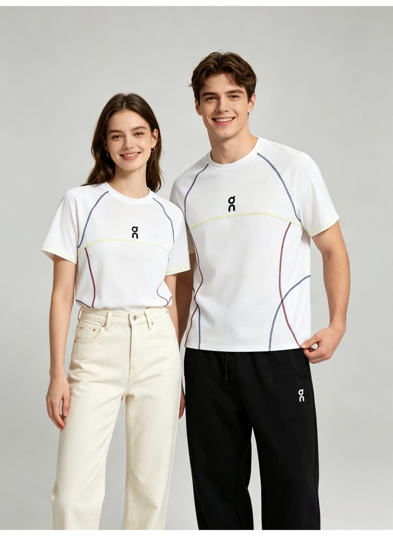 اون راننج On Running Unisex Color Stitch Line Short Sleeve T-Shirt, Breathable Quick Dry Crew Neck Sports Tee with Minimal Logo Embroidery for Couple - Image 1