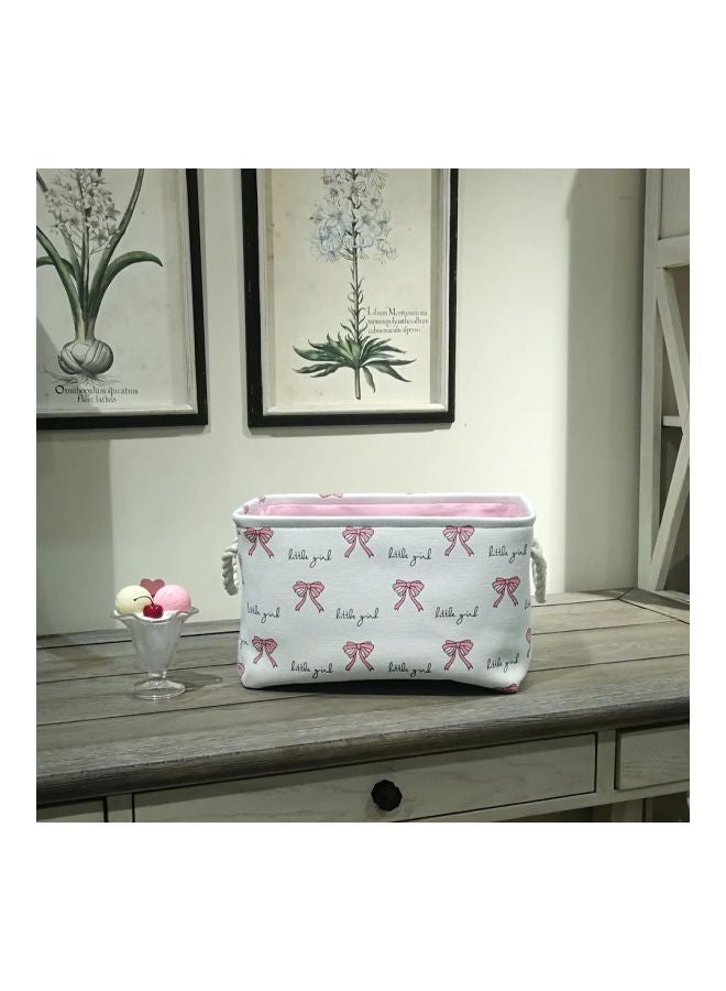NIBEMINENT Butterfly Printed Storage Basket White/Pink 40x28x24cm - Image 2