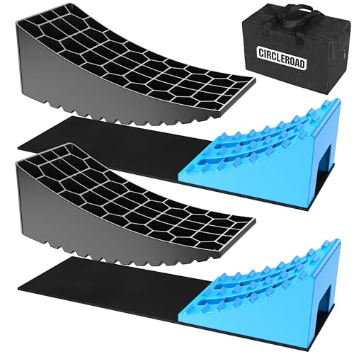 CirclrRoad RV Levelers Heavy Duty RV Ramps for Leveling Camper Wheel Levelers Trailer Leveling Up to 35000 lbs with Rubber AntiSkid Pads and Storage Carrying Bag